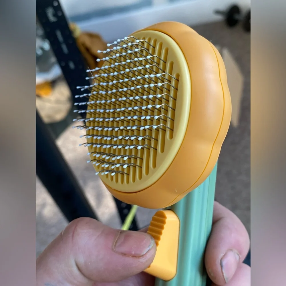 Pumpkin Pet Hair Brush Self Cleaning Slicker Brush Dog Cat